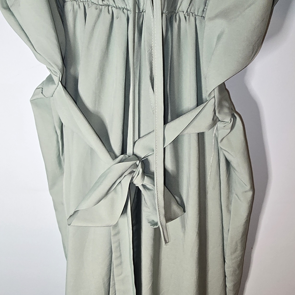 Sage Green Tie Back Maxi Dress Bohemian Holiday Festive Maternity - Picture 9 of 10